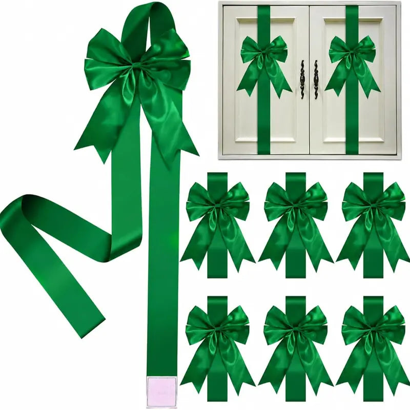 6Pcs Christmas Cabinet Ribbons Bows for Kitchen Large Christmas Door Ribbon Cabinet Bows Locker