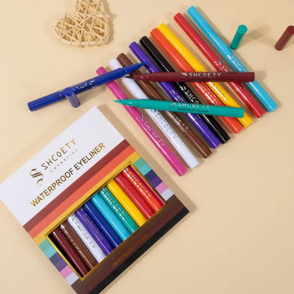 12 PCS Matte Liquid Eyeliner Set Rainbow Neon Waterproof Smudgeproof