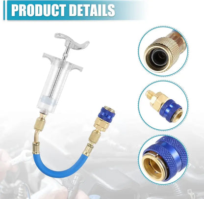 Manual AC Oil & Dye Injector Kit – 1/4" SAE Quick Coupler for Automotive & HVAC