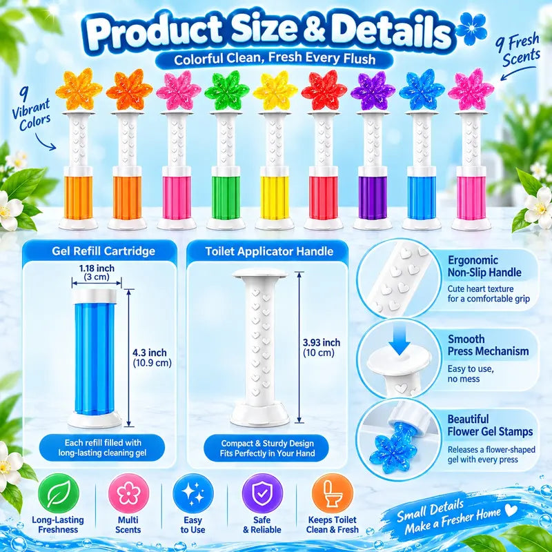Flower-shaped toilet gel stamps value pack