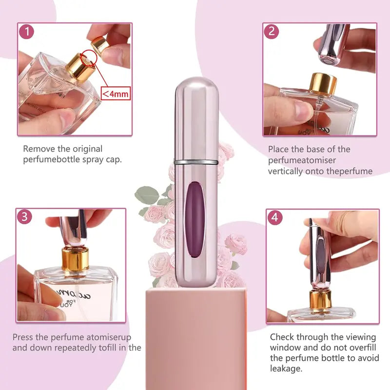 4-Pack 5ml Sturdy Aluminum Refillable Perfume Atomizer Set