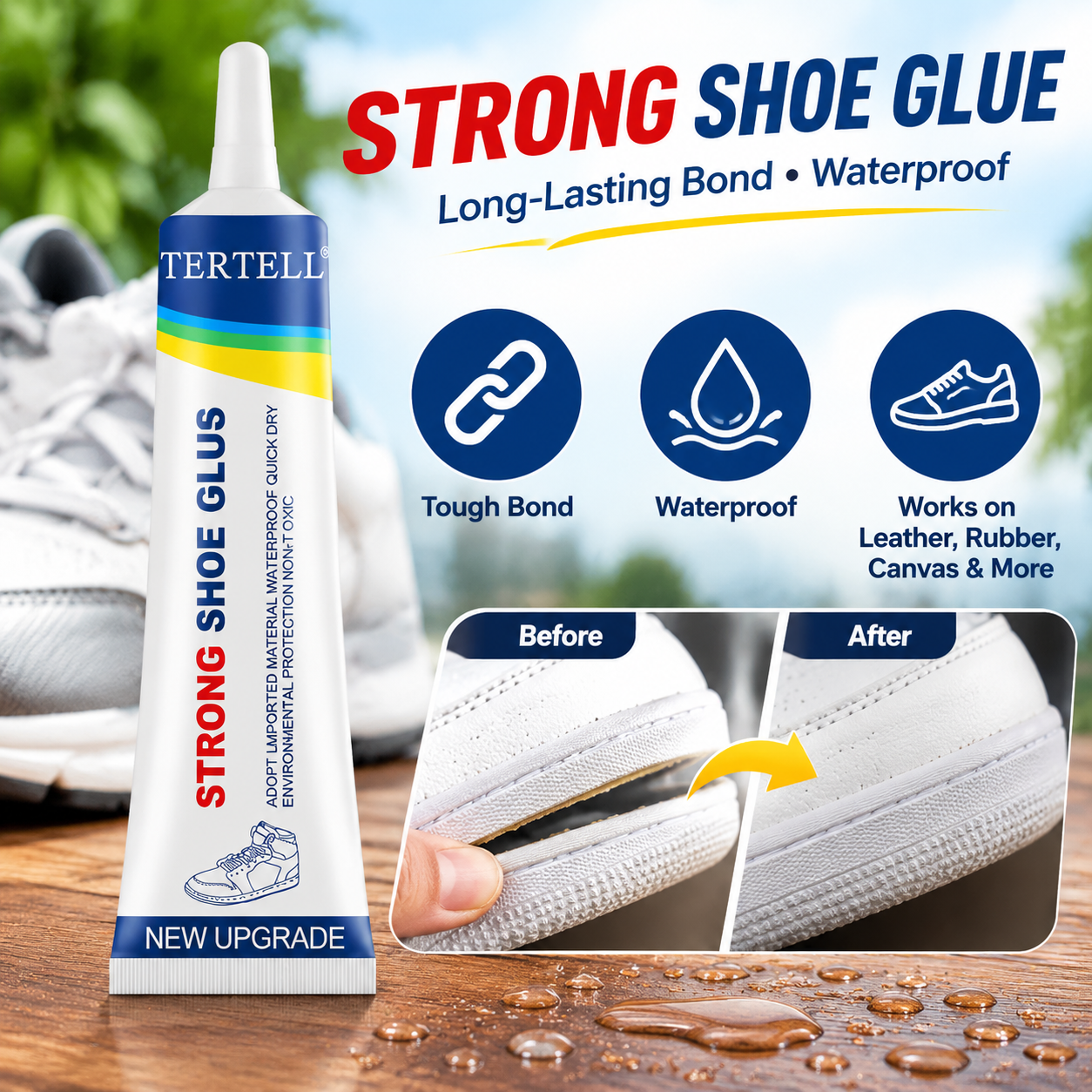 2Pcs Waterproof Quick Dry Super Strong Glue,Multi-Purpose Adhesive,Clear Shoe Repair Glue for Sneakers