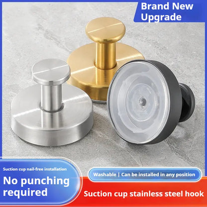 2PCS Stainless Steel Suction Cup Hooks No-Drill No-Damage Vacuum Suction Hooks