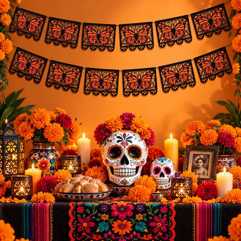 Monarch Butterfly Day of the Dead Banner 9.8FT