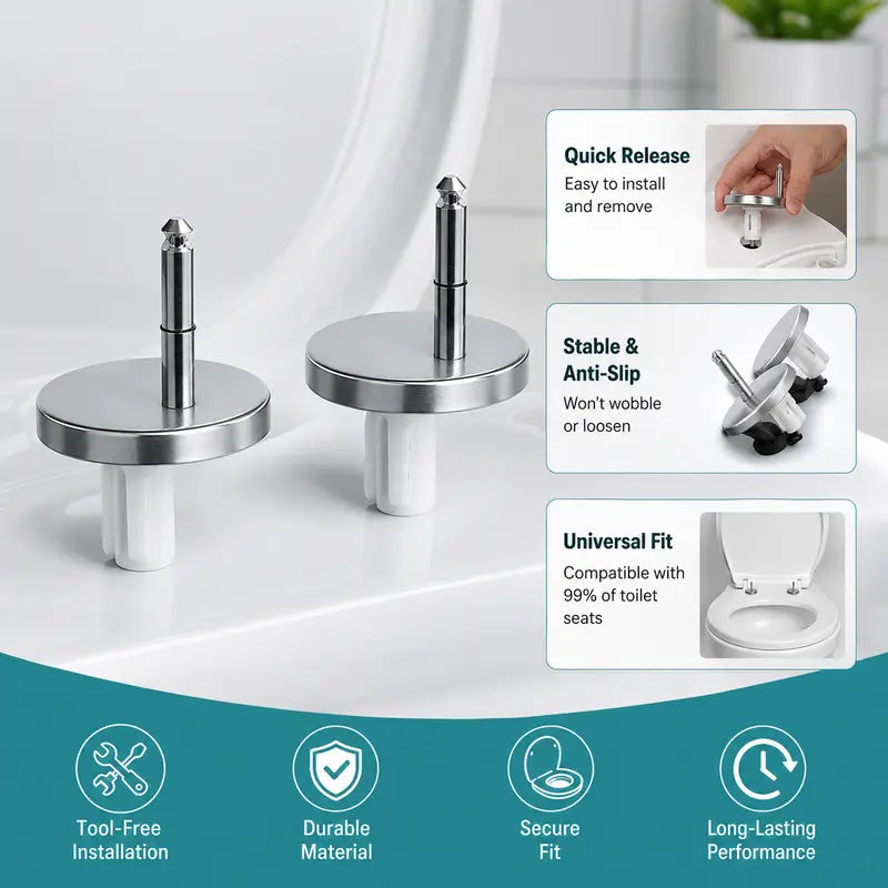 2PCS Universal Toilet Seat Expansion Screw Bolts, Thickened Stainless Steel