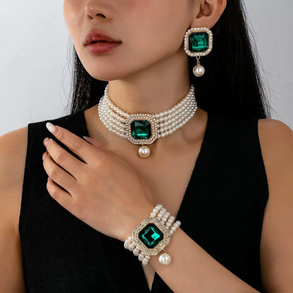 Pearl earring and necklace jewelry set