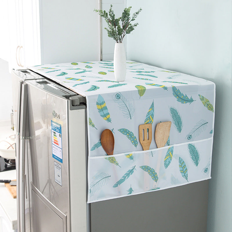 3Pcs Multipurpose Refrigerator Dust Cloth Proof Cover With Storage Pockets Bags