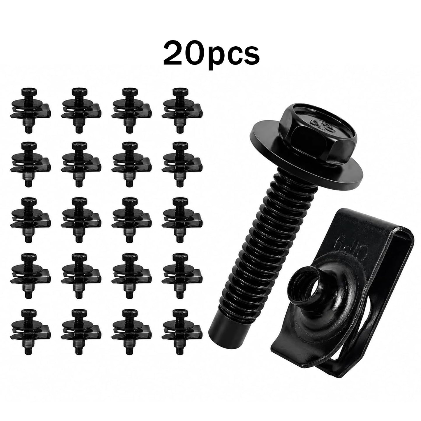 1/4 U-Nut Clips & Hex Head Automotive Body Fender Bolts Kit