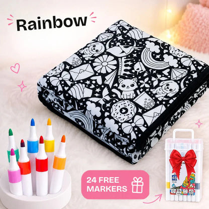 DIY Coloring Blanket with 24 Color Markers, Color Your Own Blankets
