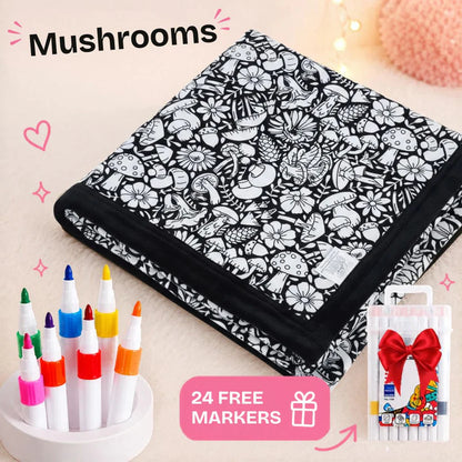 DIY Coloring Blanket with 24 Color Markers, Color Your Own Blankets
