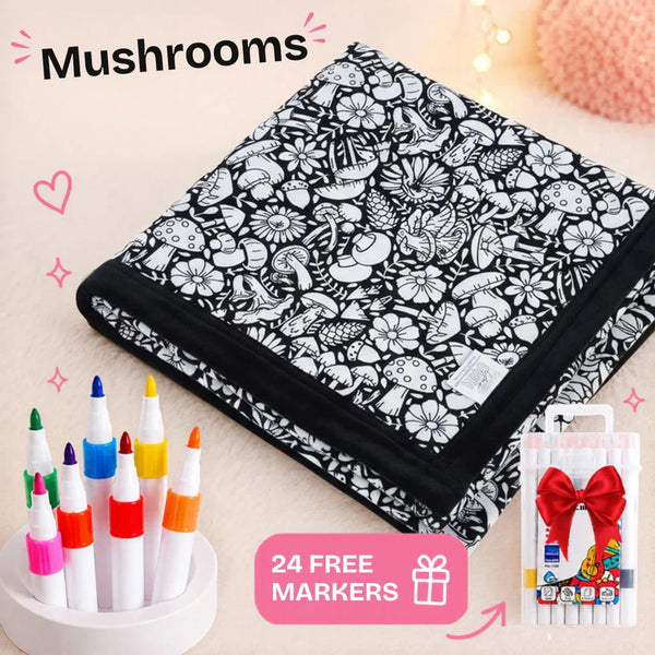 DIY Coloring Blanket with 24 Color Markers, Color Your Own Blankets