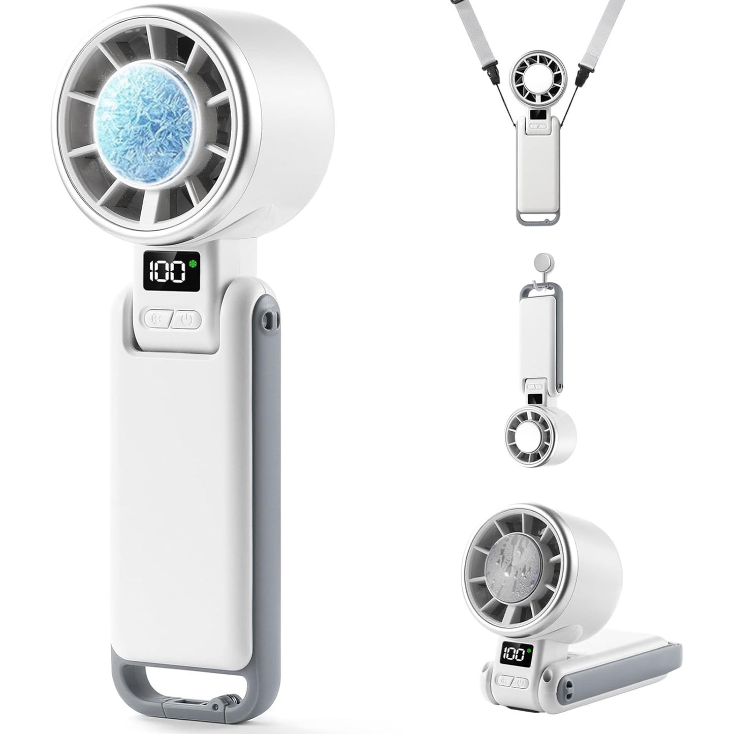 Portable Handheld Turbo Fan with Ice Cooling, 4000mAh Rechargeable