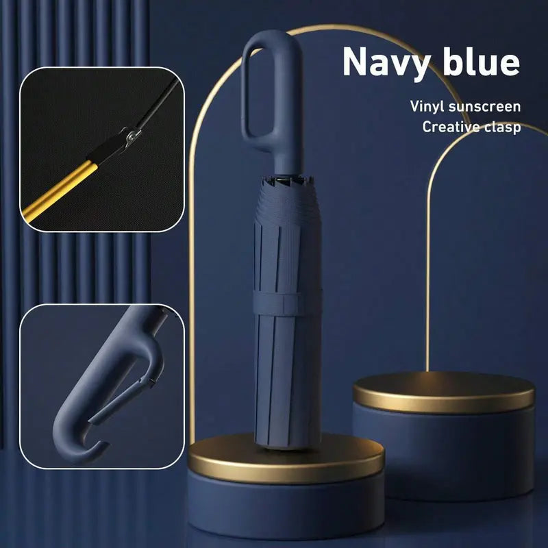Automatic Folding Umbrella 10 Ribs Portable Windproof & Waterproof Umbrella