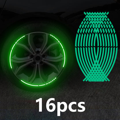 16Pcs Car, Motorcycle, Bicycle, Scooter, car tire Strong Reflective Strip Stickers