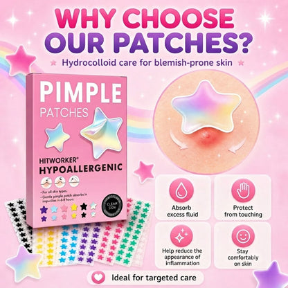 240Pcs Pimple Stars Patches for Face, Hydrocolloid Patches for CoveringZits and Blemishes