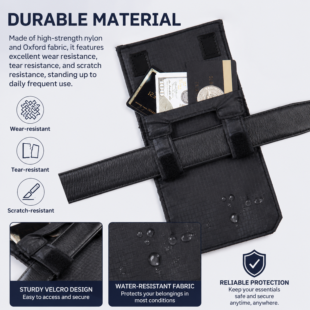 Black Tactical-Style Belt Pouch Quick Access Wallet