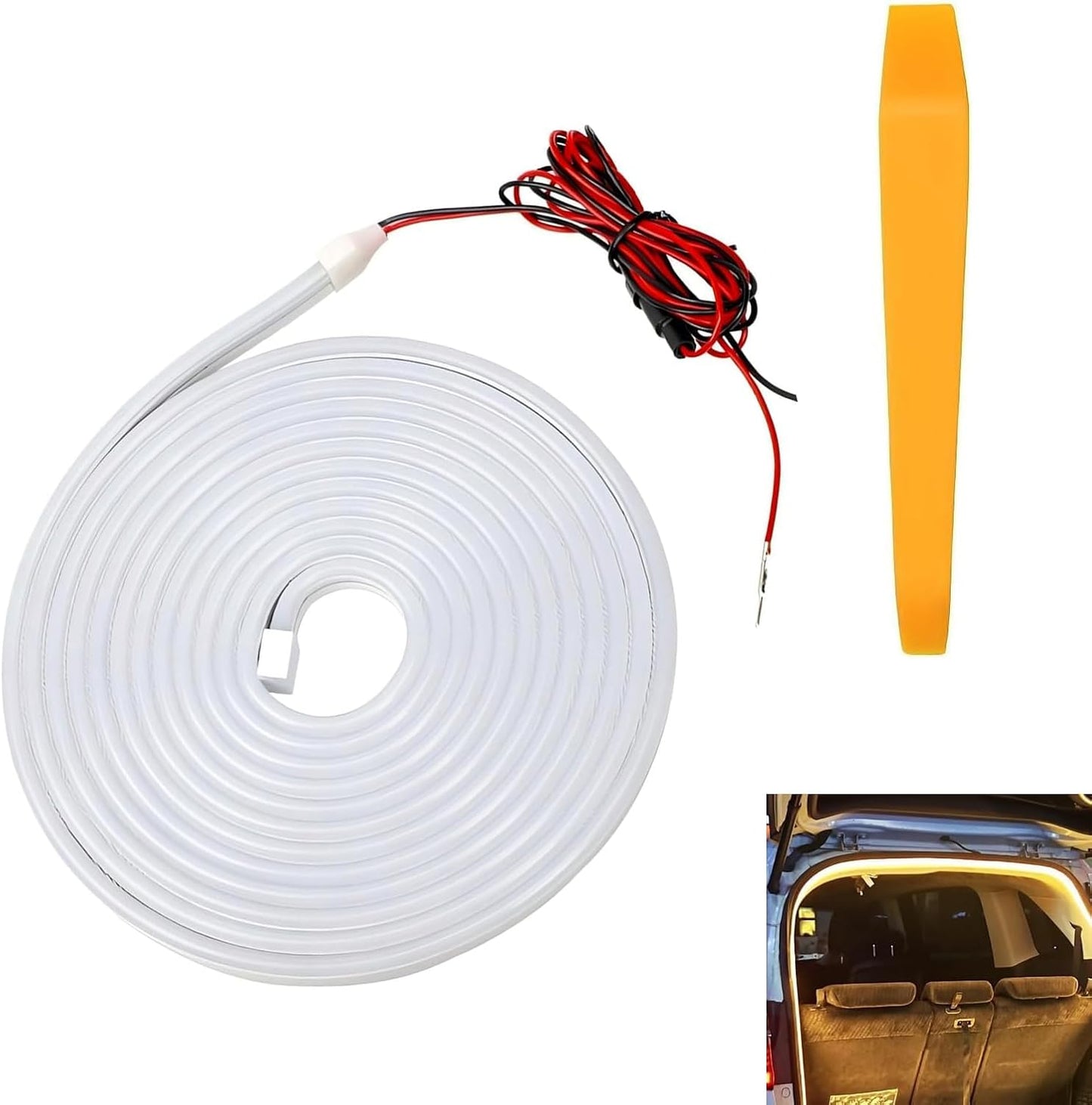 6.7FT Car Trunk LED Strip Light, Silicone Waterproof Flexible Trunk Cargo Ambient Lamp, Bright Cargo Embedded Lighting for Cars