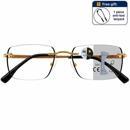 Unisex Progressive Multifocal Photochromic Reading Eyeglasses - Light Adaptive Bluelight Blocking