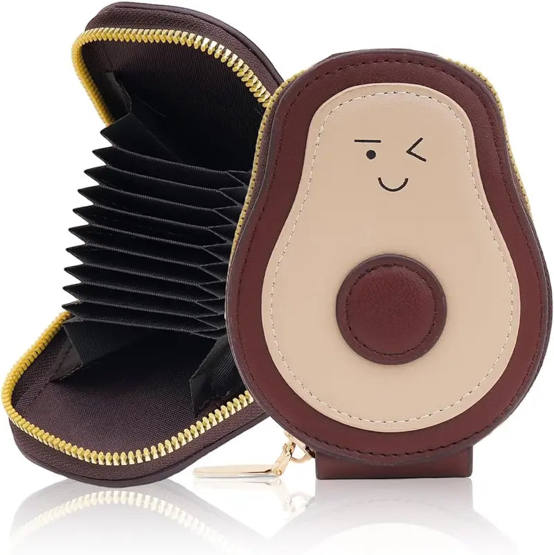 2Pcs Cute Avocado Leather Wallet Card Holder, RFID Blocking Purse