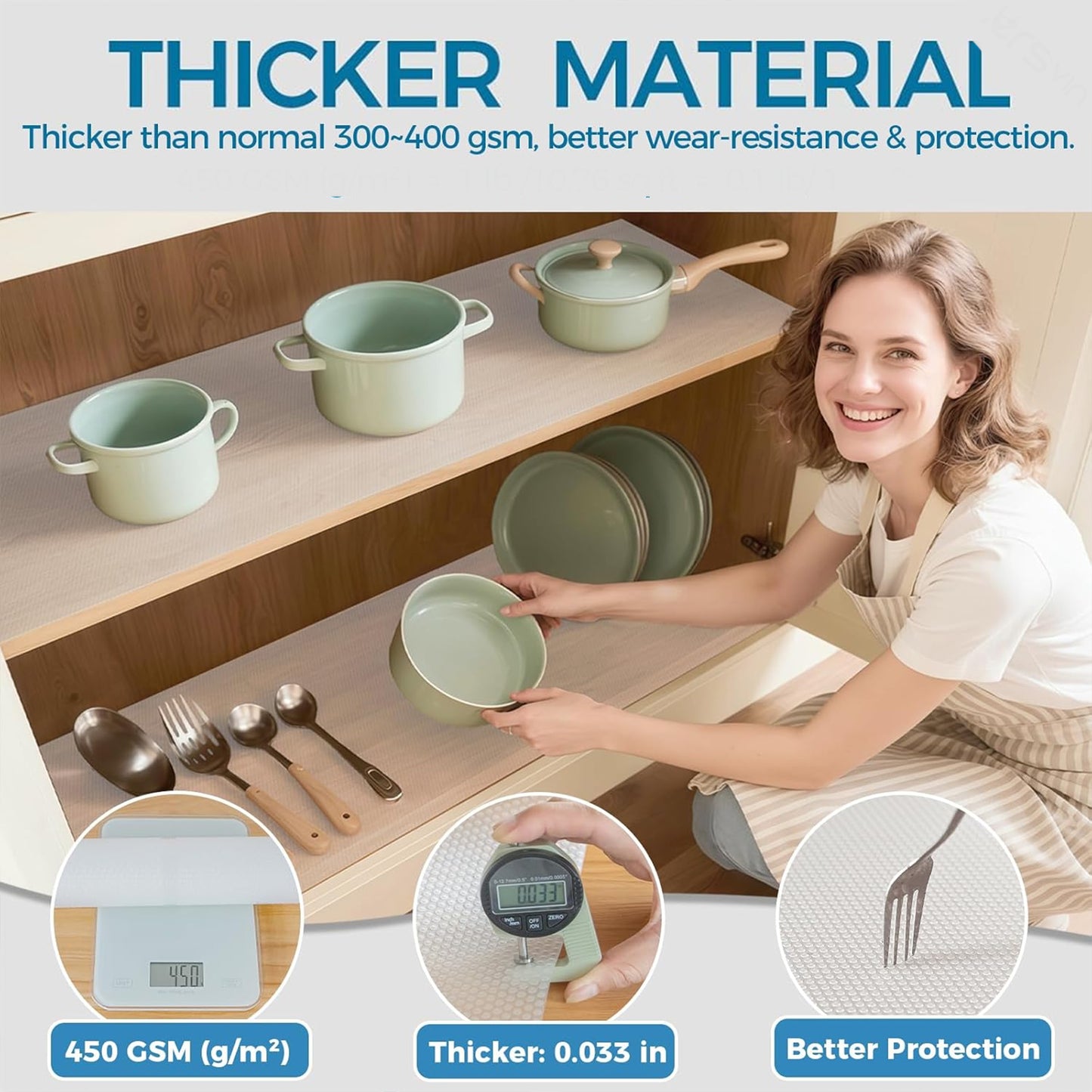 Shelf Liner, Adhesive-Free EVA Cabinet/Fridge Liner (Clear Polka-Dot Style)