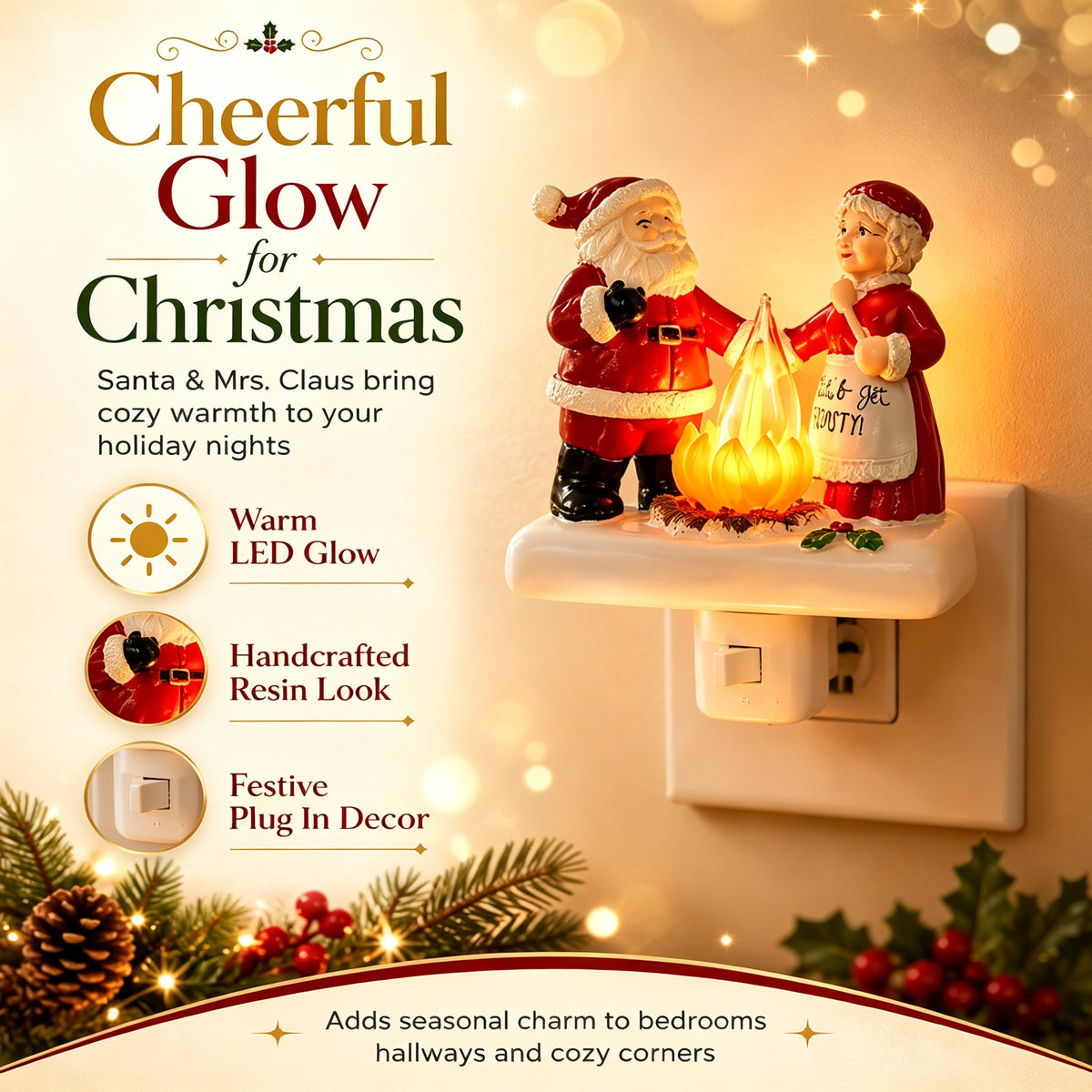 Santa Claus Resin Night Light A Cheerful Glow for Christmas