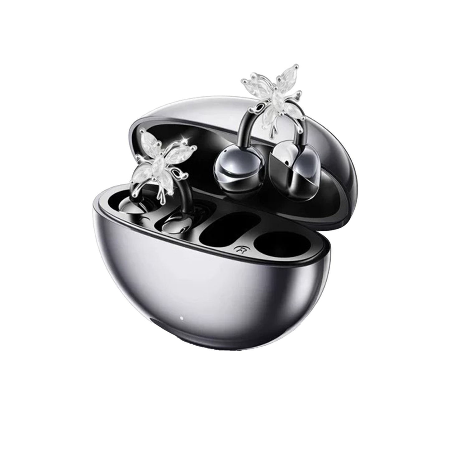 Wireless Earbuds, Clamp On Open Ear Headphones with Detachable Rhinestone Bowknot