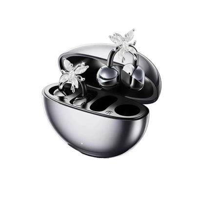 Wireless Earbuds, Clamp On Open Ear Headphones with Detachable Rhinestone Bowknot