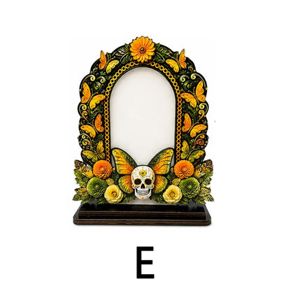 Día de los Muertos Wooden Picture Frame, Mexican Day of the Dead Tabletop Decor