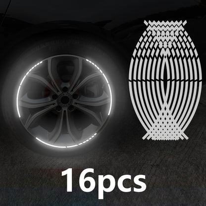 16Pcs Car, Motorcycle, Bicycle, Scooter, car tire Strong Reflective Strip Stickers