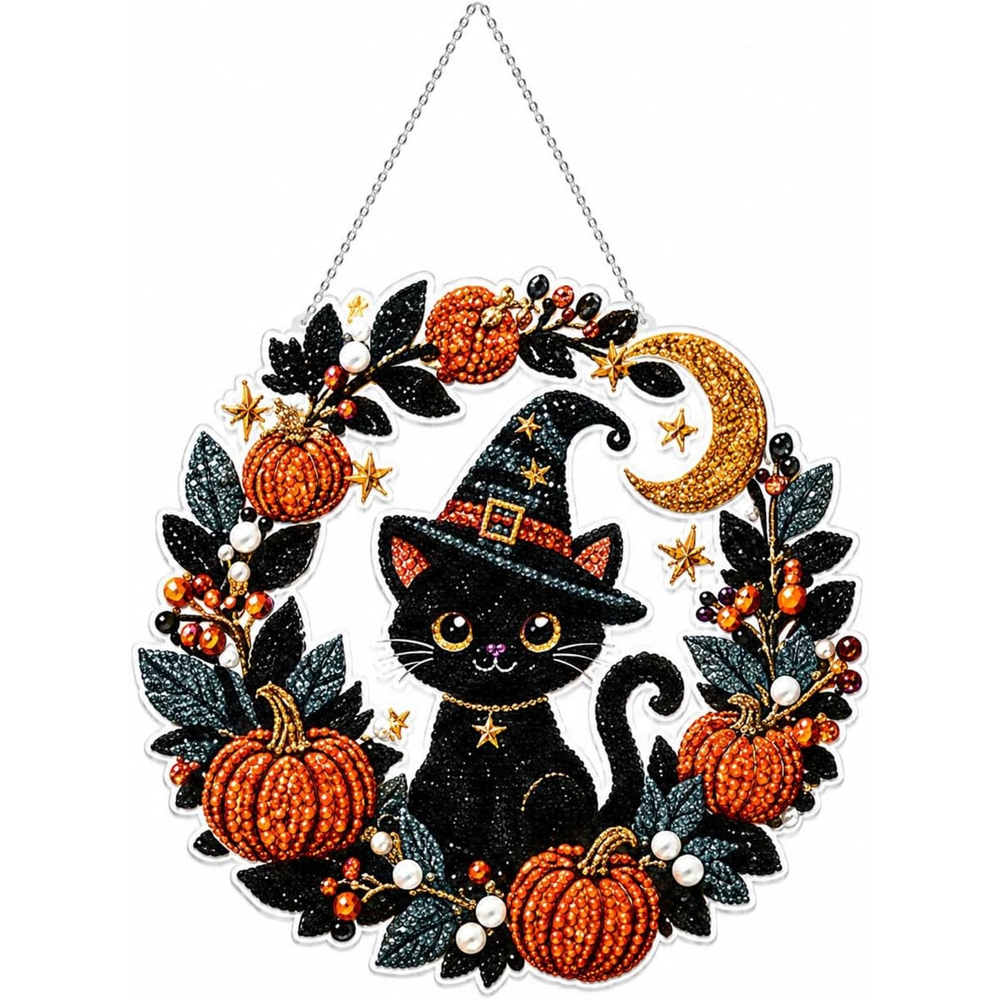 Halloween Witch Friendship Diamond Art Window Suncatcher - Halloween Pearl Art Kit