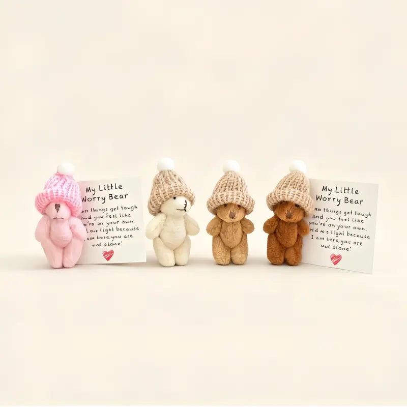 4 Pcs Handmade Little Pocket Bear Set,Anxiety Relief Plush Bear Hug, Thanksgiving Christmas New Year Birthday Gifts