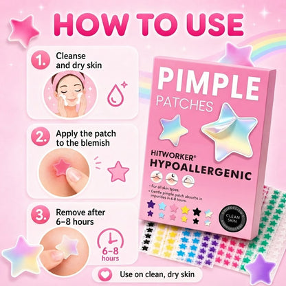240Pcs Pimple Stars Patches for Face, Hydrocolloid Patches for CoveringZits and Blemishes