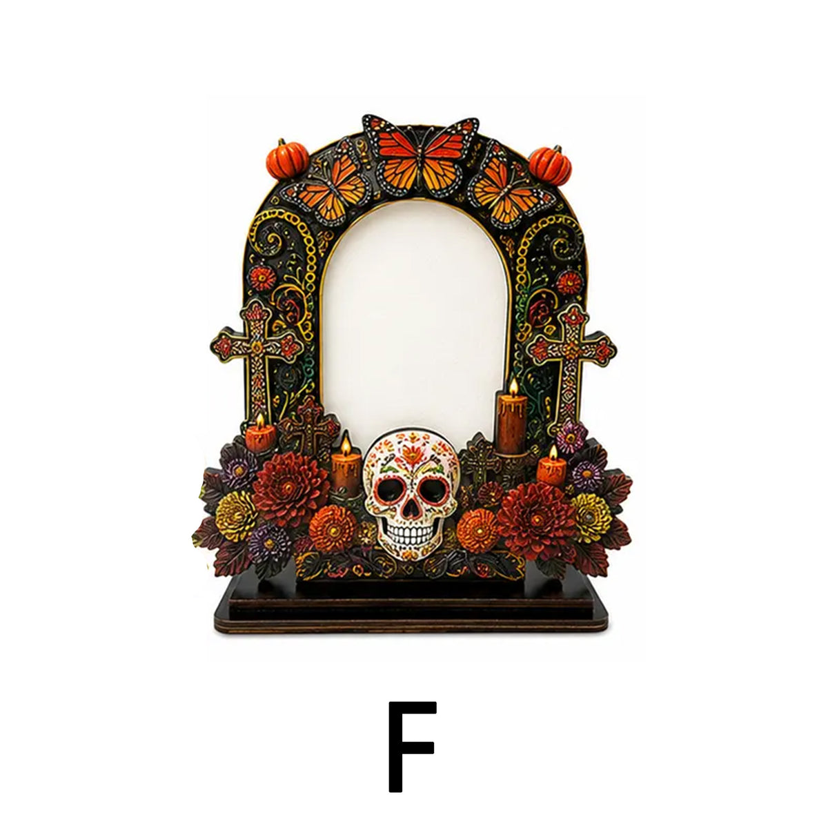 Día de los Muertos Wooden Picture Frame, Mexican Day of the Dead Tabletop Decor