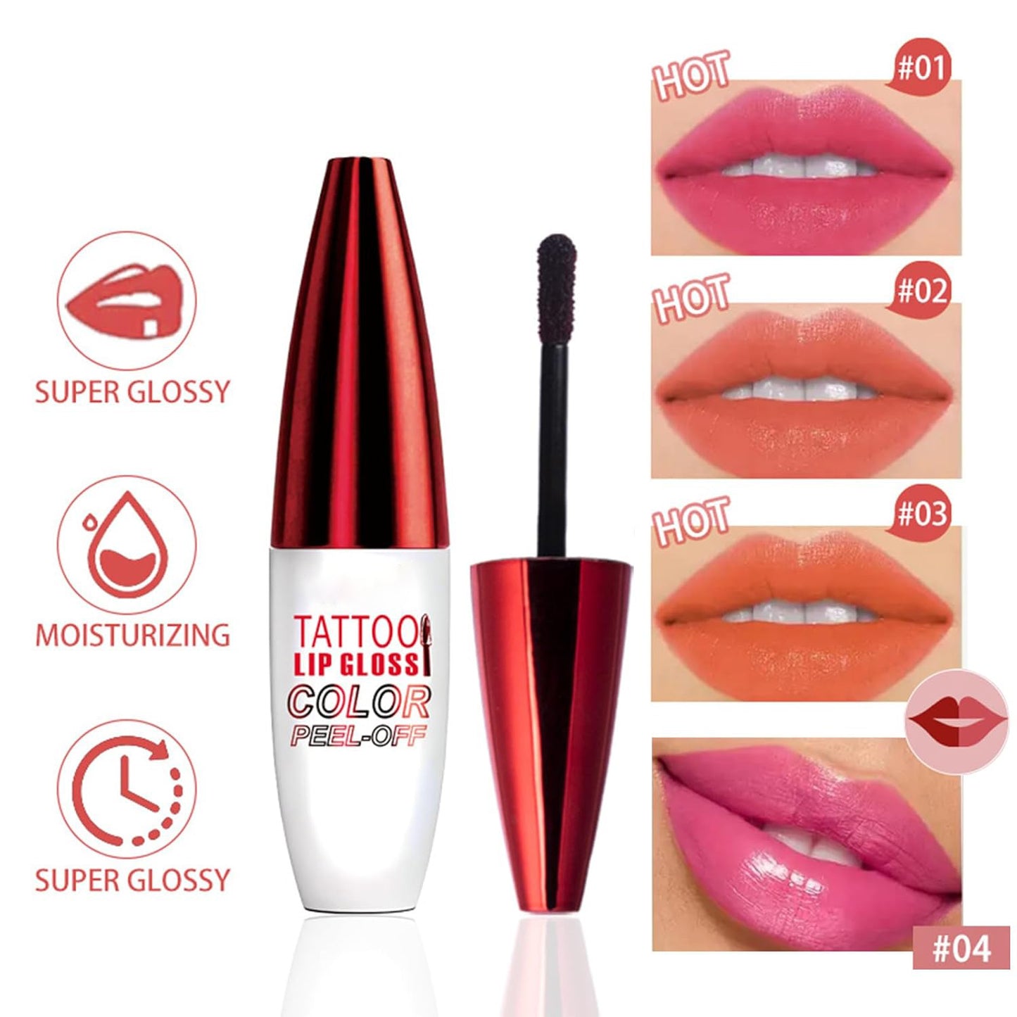 4 PCS Peel Off Lip Stain Tattoo Lip Gloss