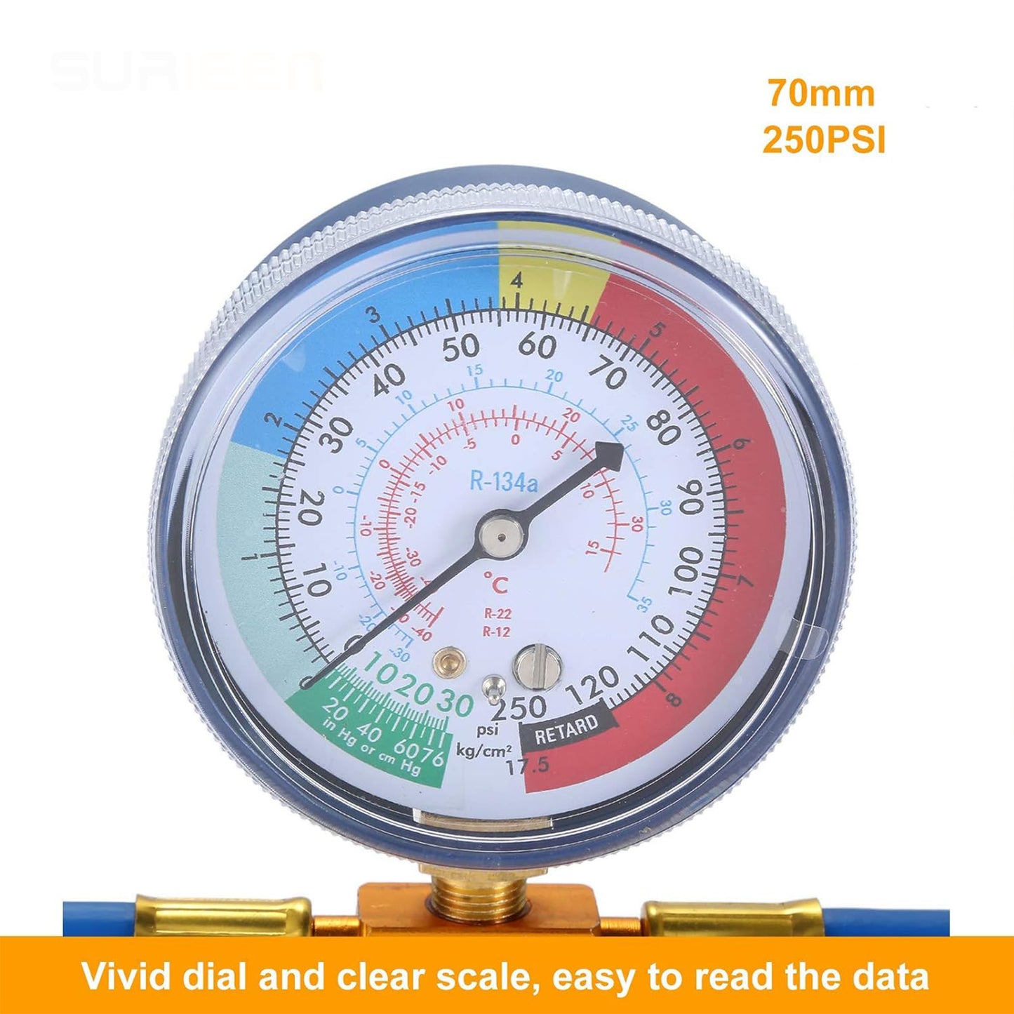 AC Charge Hose with Gauge, R134A Car AC Refrigerant Recharge Hose Kit