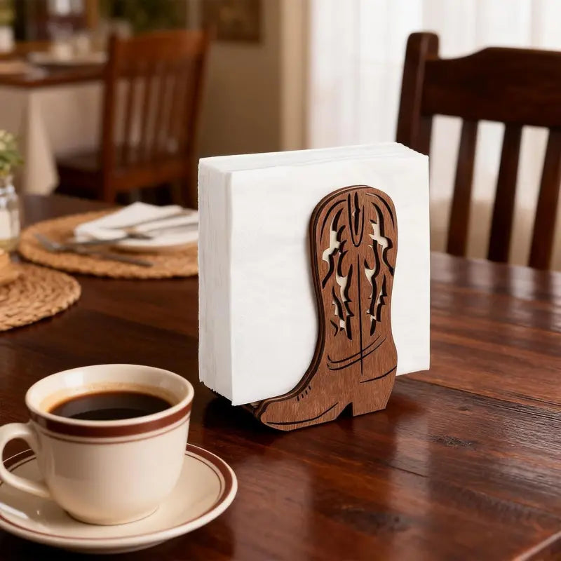2PCS Western Cowboy Boot Shaped Napkin Holder Table Decor