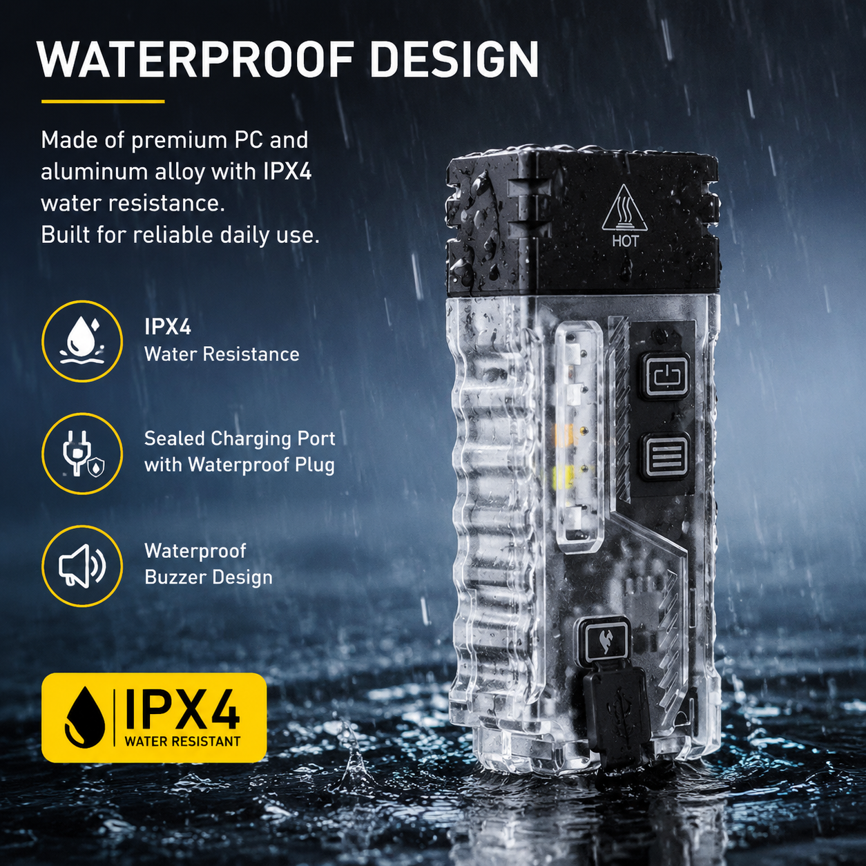 LED Emergency Flashlight with 13 Light Mode, EDC Flashlight COB Work Light