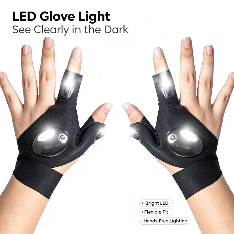 1Pair LED Finger Flashlight Gloves, Hands-Free LED Light Gloves