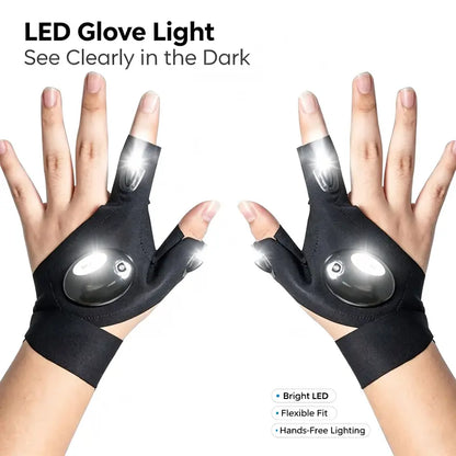 1Pair LED Finger Flashlight Gloves, Hands-Free LED Light Gloves