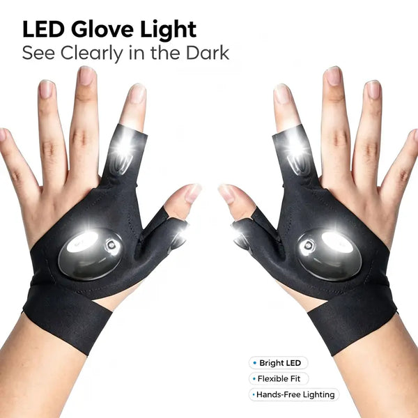 1Pair LED Finger Flashlight Gloves, Hands-Free LED Light Gloves