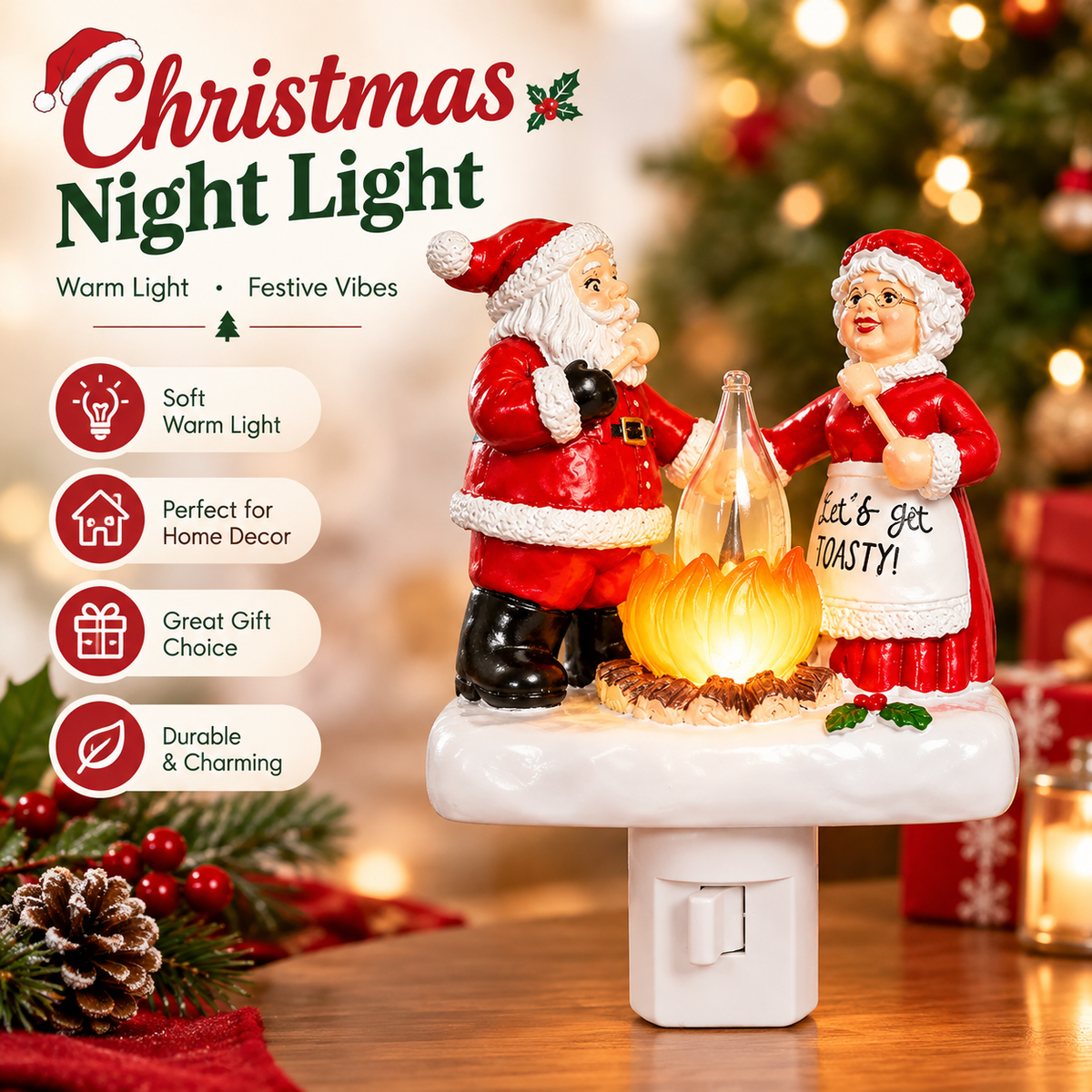 Santa Claus Resin Night Light A Cheerful Glow for Christmas