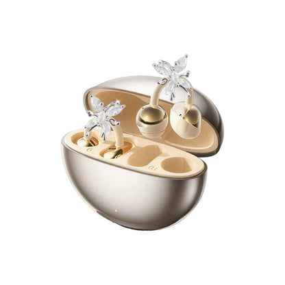 Wireless Earbuds, Clamp On Open Ear Headphones with Detachable Rhinestone Bowknot