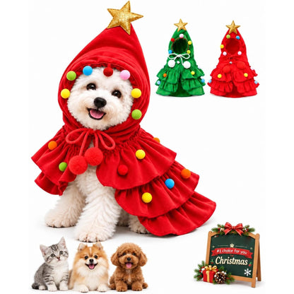 Christmas Tree Pet Costume Dog Outfit Xmas Cape Clothes for Cat Puppy Cloak