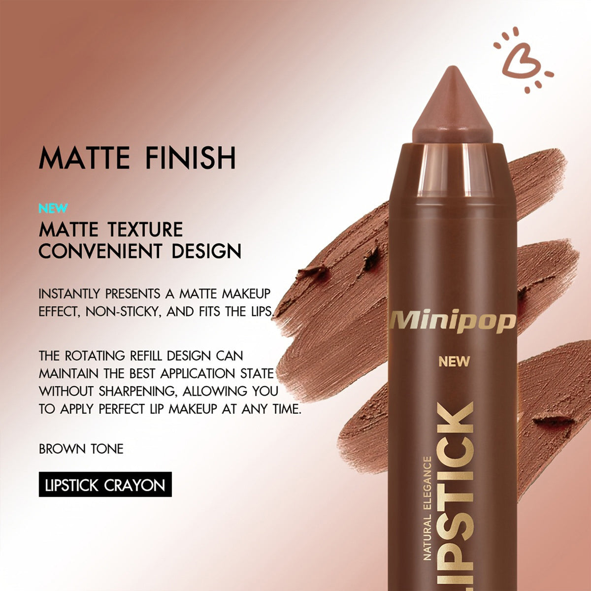 6 Pieces/set Mauve Matte Brown Lip Liner and Lipstick Combo Set Kit