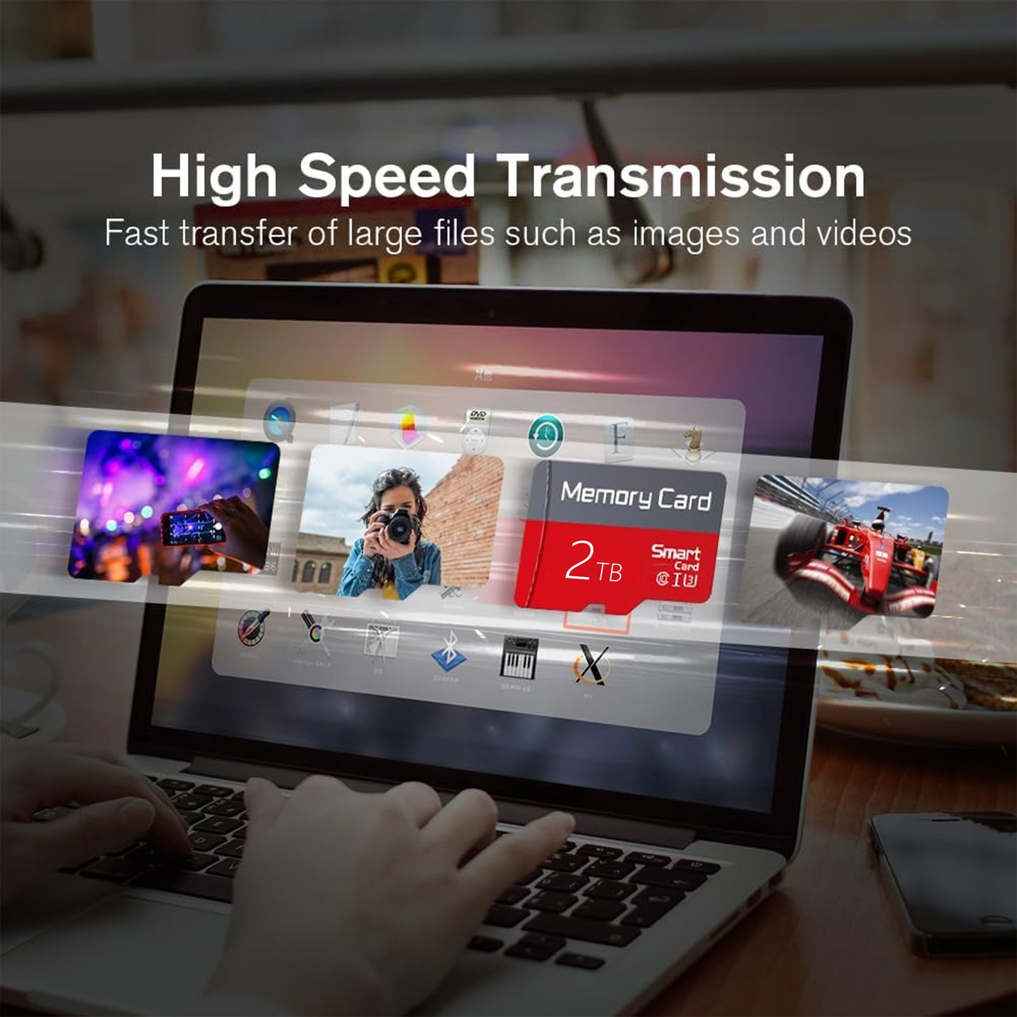 2TB TF Memory Card, Ultra High Speed SD Card TF Card with SD Adapter