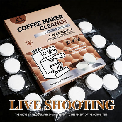 Coffee Maker Cleaner Tablets-24 Count, Coffee Machine Descaler Speed Cleaning for Coffee Pot