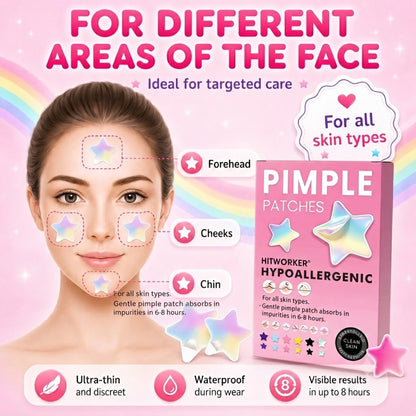 240Pcs Pimple Stars Patches for Face, Hydrocolloid Patches for CoveringZits and Blemishes