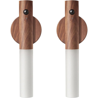 2Pcs Wooden Smart Motion-Sensor LED Night Light / Rechargeable Wall Light