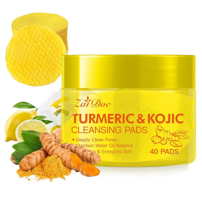 50PCS Acid & Turmeric Face Cleansing Pads – Brightening & Exfoliating Oil Control