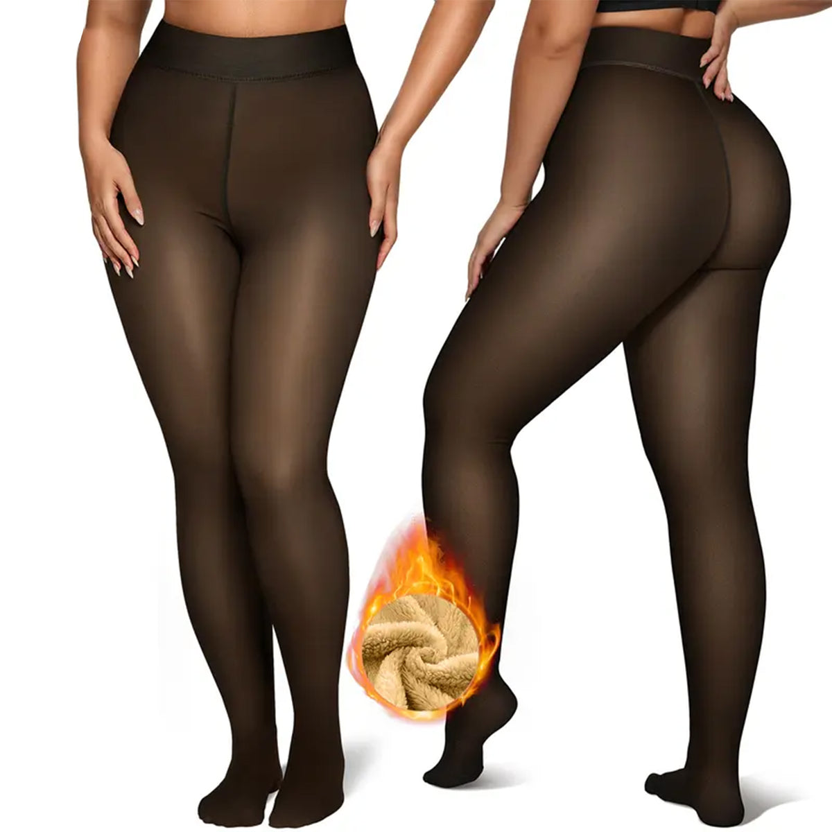 Women Fleece Lined Leggings Thermal High Waisted Footed Opaque Tights